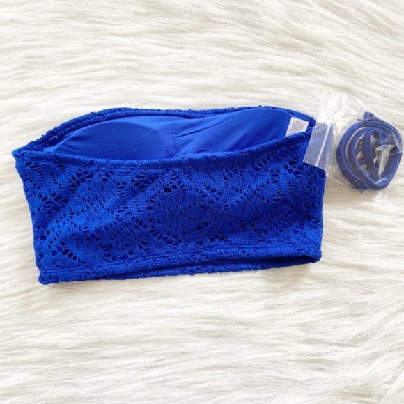 NEW Aerie Blue Lace Longline Bandeau Bikini Top - Picture 2 of 4